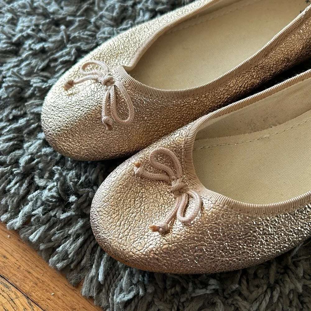 GAP KIDS Little Girl Gold Ballerina Bow Flats Size 3